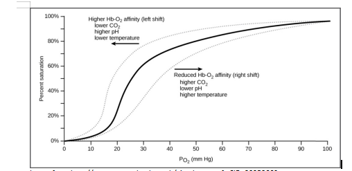 oxygen dissociation curve and factors that affect the release of oxygen from haemoglobin (Hb)